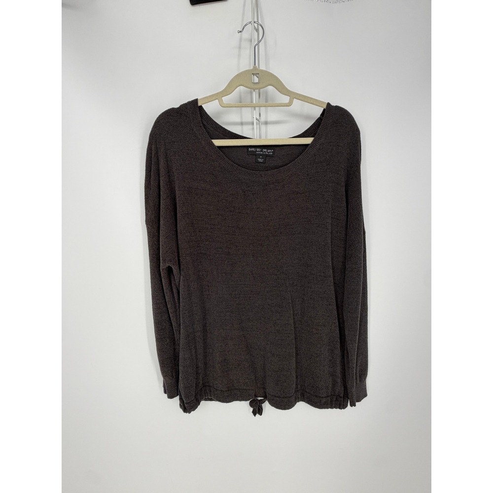 Barefoot Dreams CozyChic Ultra Lite Sweater Womens Medium Brown Drawstring Cozy